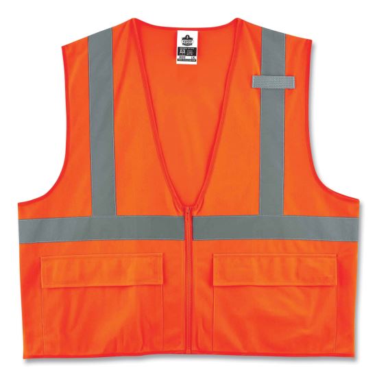 GloWear 8225Z Class 2 Standard Solid Vest, Polyester, Orange, Large/-Large, Ships in 1-3 Business Days1