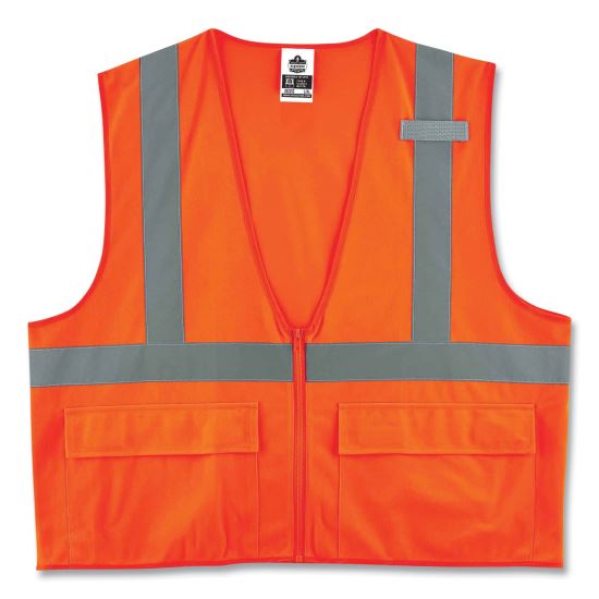 GloWear 8225Z Class 2 Standard Solid Vest, Polyester, Orange, 2X-Large/3X-Large, Ships in 1-3 Business Days1