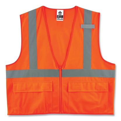 GloWear 8225Z Class 2 Standard Solid Vest, Polyester, Orange, 4X-Large/5X-Large, Ships in 1-3 Business Days1