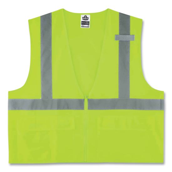 GloWear 8225Z Class 2 Standard Solid Vest, Polyester, Lime, Large/X-Large, Ships in 1-3 Business Days1