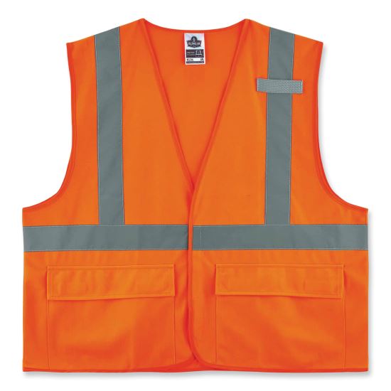 GloWear 8225HL Class 2 Standard Solid Hook and Loop Vest, Polyester, Orange, Large/X-Large, Ships in 1-3 Business Days1