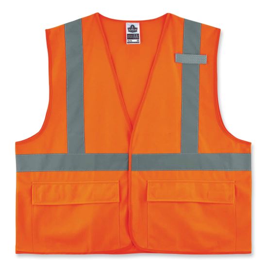 GloWear 8225HL Class 2 Standard Solid Hook and Loop Vest, Polyester, Orange, 4X-Large/5X-Large, Ships in 1-3 Business Days1