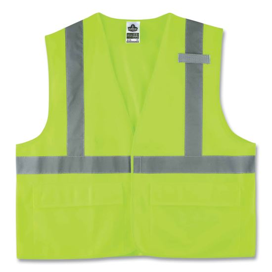 GloWear 8225HL Class 2 Standard Solid Hook and Loop Vest, Polyester, Lime, Small/Medium, Ships in 1-3 Business Days1