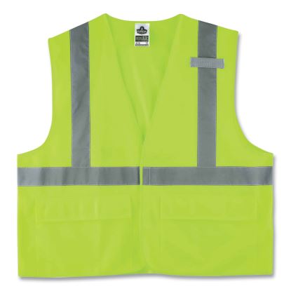 GloWear 8225HL Class 2 Standard Solid Hook and Loop Vest, Polyester, Lime, Large/X-Large, Ships in 1-3 Business Days1
