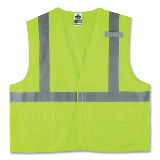GloWear 8225HL Class 2 Standard Solid Hook and Loop Vest, Polyester, Lime, Large/X-Large, Ships in 1-3 Business Days1