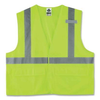 GloWear 8225HL Class 2 Standard Solid Hook and Loop Vest, Polyester, Lime, 4X-Large/5X-Large, Ships in 1-3 Business Days1