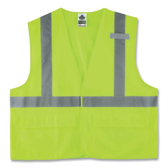 GloWear 8225HL Class 2 Standard Solid Hook and Loop Vest, Polyester, Lime, 4X-Large/5X-Large, Ships in 1-3 Business Days1