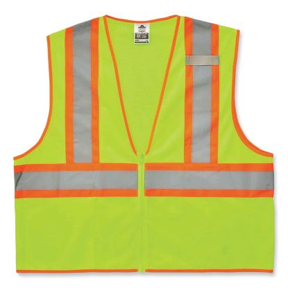GloWear 8229Z Class 2 Economy Two-Tone Zipper Vest, Polyester, Small/Medium, Lime, Ships in 1-3 Business Days1