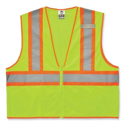 GloWear 8229Z Class 2 Economy Two-Tone Zipper Vest, Polyester, Large/X-Large, Lime, Ships in 1-3 Business Days1