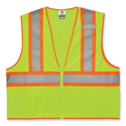 GloWear 8229Z Class 2 Economy Two-Tone Zipper Vest, Polyester, 2X-Large/3X-Large, Lime, Ships in 1-3 Business Days1