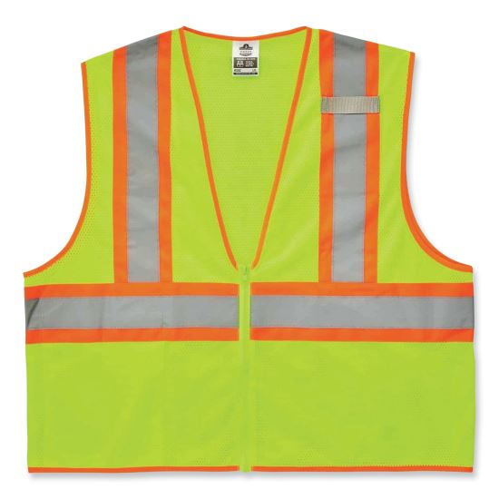 GloWear 8229Z Class 2 Economy Two-Tone Zipper Vest, Polyester, 2X-Large/3X-Large, Lime, Ships in 1-3 Business Days1