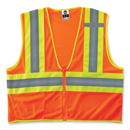 GloWear 8229Z Class 2 Economy Two-Tone Zipper Vest, Polyester, Small/Medium, Orange, Ships in 1-3 Business Days1