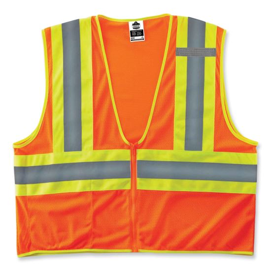 GloWear 8229Z Class 2 Economy Two-Tone Zipper Vest, Polyester, Small/Medium, Orange, Ships in 1-3 Business Days1