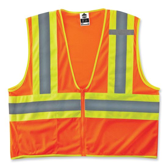 GloWear 8229Z Class 2 Economy Two-Tone Zipper Vest, Polyester, Large/X-Large, Orange, Ships in 1-3 Business Days1