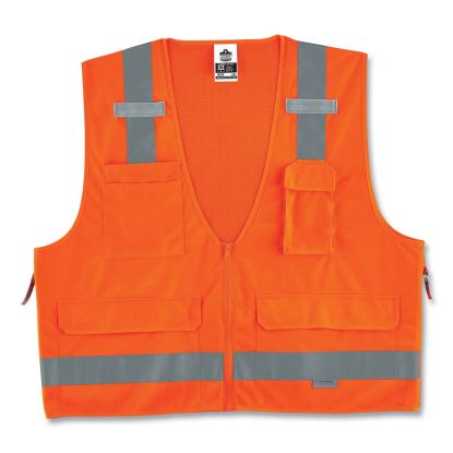 GloWear 8250Z Class 2 Surveyors Zipper Vest, Polyester, Small/Medium, Orange, Ships in 1-3 Business Days1