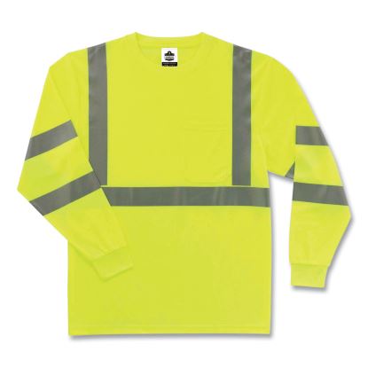 GloWear 8391 Class 3 Hi-Vis Long Sleeve Shirt, Polyester, Lime, 4X-Large, Ships in 1-3 Business Days1