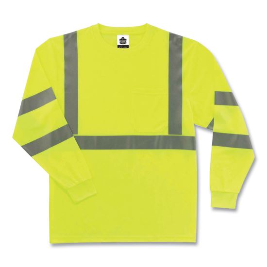 GloWear 8391 Class 3 Hi-Vis Long Sleeve Shirt, Polyester, Lime, 4X-Large, Ships in 1-3 Business Days1