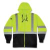 GloWear 8372 ZipUp HiVis Class 3 Zip Hood Sweatshirt w/ Black Bottom, Polar Fleece, Lime, Medium, Ships in 1-3 Business Days1