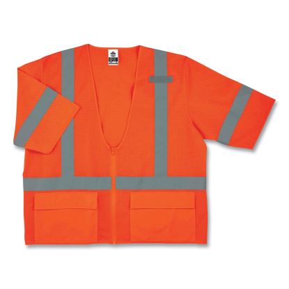 GloWear 8320Z Class 3 Standard Zipper Vest, Polyester, Small/Medium, Orange, Ships in 1-3 Business Days1
