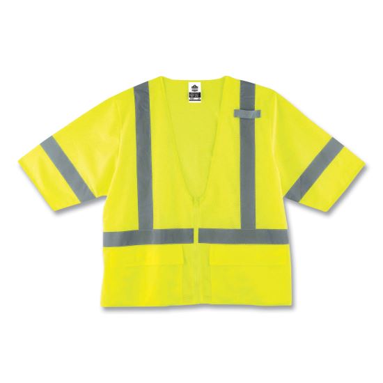 GloWear 8320Z Class 3 Standard Zipper Vest, Polyester, Small/Medium, Lime, Ships in 1-3 Business Days1