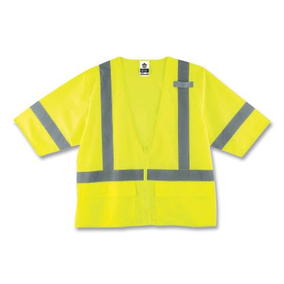 GloWear 8320Z Class 3 Standard Zipper Vest, Polyester, Largel/X-Large, Lime, Ships in 1-3 Business Days1