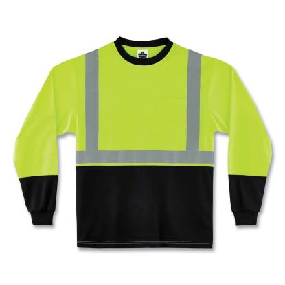 GloWear 8291BK Type R Class 2 Black Front Long Sleeve T-Shirt, Polyester, X-Large, Lime, Ships in 1-3 Business Days1