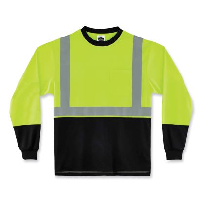 GloWear 8291BK Type R Class 2 Black Front Long Sleeve T-Shirt, Polyester, 3X-Large, Lime, Ships in 1-3 Business Days1
