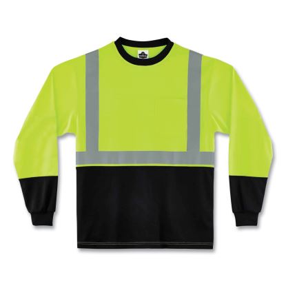 GloWear 8291BK Type R Class 2 Black Front Long Sleeve T-Shirt, Polyester, 5X-Large, Lime, Ships in 1-3 Business Days1
