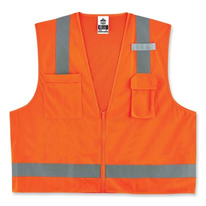 GloWear 8249Z Class 2 Economy Surveyors Zipper Vest, Polyester, 2X-Large/3X-Large, Orange, Ships in 1-3 Business Days1