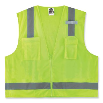 GloWear 8249Z Class 2 Economy Surveyors Zipper Vest, Polyester, X-Small, Lime, Ships in 1-3 Business Days1