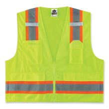 GloWear 8248Z Class 2 Two-Tone Surveyors Zipper Vest, Polyester, Large/X-Large, Lime, Ships in 1-3 Business Days1