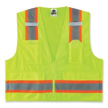 GloWear 8248Z Class 2 Two-Tone Surveyors Zipper Vest, Polyester, 2X-Large/3X-Large, Lime, Ships in 1-3 Business Days1