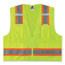 GloWear 8248Z Class 2 Two-Tone Surveyors Zipper Vest, Polyester, 4X-Large/5X-Large, Lime, Ships in 1-3 Business Days1