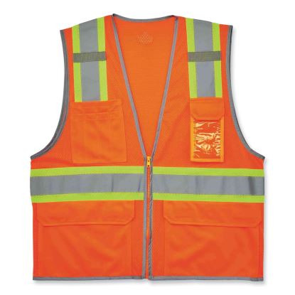 GloWear 8246Z Class 2 Two-Tone Mesh Reflective Binding Zipper Vest, Polyester, 2XL/3XL, Orange, Ships in 1-3 Business Days1