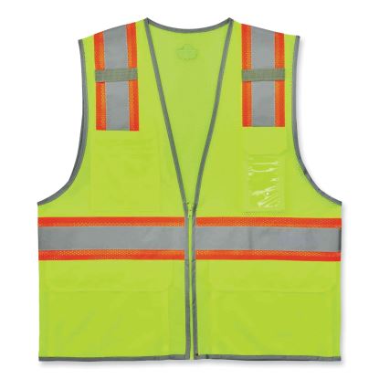 GloWear 8246Z Class 2 Two-Tone Mesh Reflective Binding Zipper Vest, Polyester, Small/Medium, Lime, Ships in 1-3 Business Days1