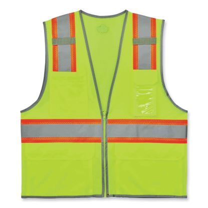 GloWear 8246Z Class 2 Two-Tone Mesh Reflective Binding Zipper Vest, Polyester, 2X-Large/3XL, Lime, Ships in 1-3 Business Days1