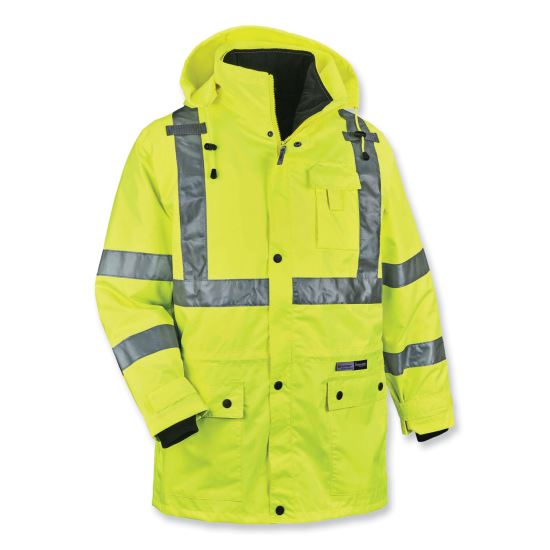GloWear 8385 Class 3 Hi-Vis 4-in-1 Jacket, Small, Lime, Ships in 1-3 Business Days1