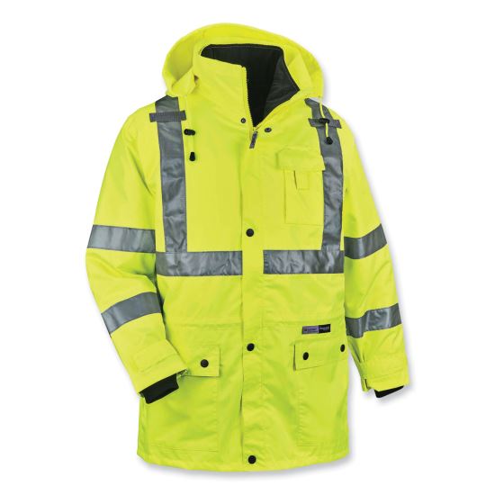 GloWear 8385 Class 3 Hi-Vis 4-in-1 Jacket, 5X-Large, Lime, Ships in 1-3 Business Days1