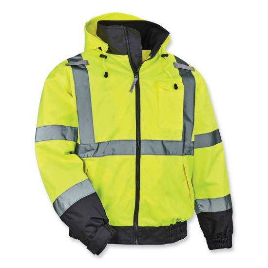 GloWear 8379 Class 3 Hi-Vis Fleece Lined Bomber Jacket, Lime, Small, Ships in 1-3 Business Days1