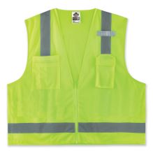 GloWear 8249Z-S Single Size Class 2 Economy Surveyors Zipper Vest, Polyester, 5X-Large, Lime, Ships in 1-3 Business Days1