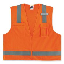 GloWear 8249Z-S Single Size Class 2 Economy Surveyors Zipper Vest, Polyester, 4X-Large, Orange, Ships in 1-3 Business Days1
