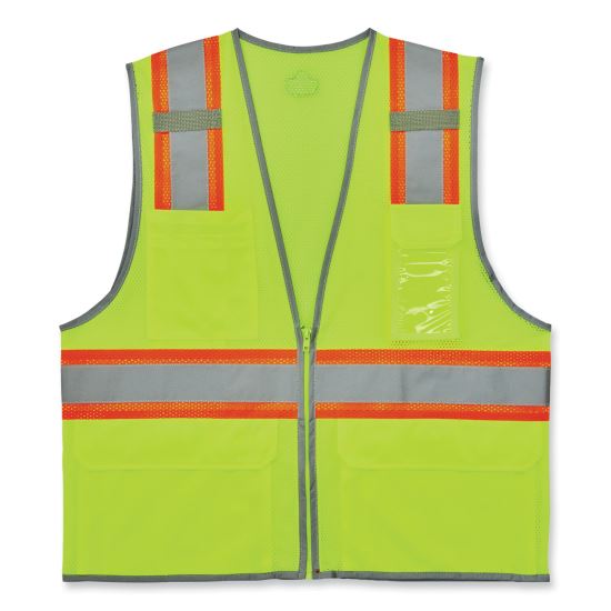 GloWear 8246Z-S Single Size Class 2 Two-Tone Mesh Vest, Polyester, Medium, Lime, Ships in 1-3 Business Days1