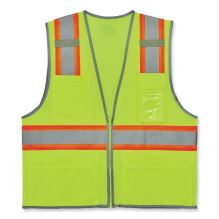 GloWear 8246Z-S Single Size Class 2 Two-Tone Mesh Vest, Polyester, Large, Lime, Ships in 1-3 Business Days1