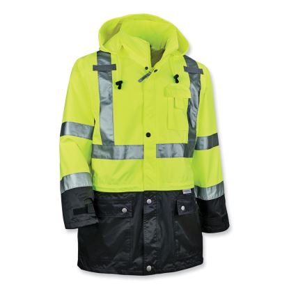 GloWear 8365BK Class 3 Hi-Vis Rain Jacket Black Bottom, Small, Lime, Ships in 1-3 Business Days1