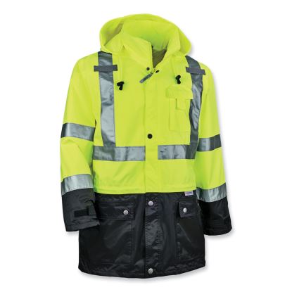 GloWear 8365BK Class 3 Hi-Vis Rain Jacket Black Bottom, Large, Lime, Ships in 1-3 Business Days1