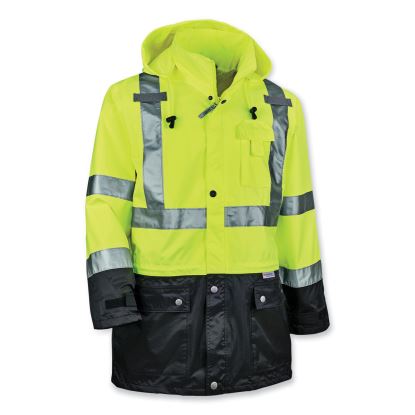GloWear 8365BK Class 3 Hi-Vis Rain Jacket Black Bottom, 4X-Large, Lime, Ships in 1-3 Business Days1