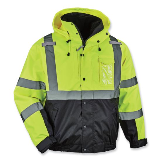 GloWear 8381 Class 3 Hi-Vis 4-in-1 Quilted Bomber Jacket, Lime, Medium, Ships in 1-3 Business Days1