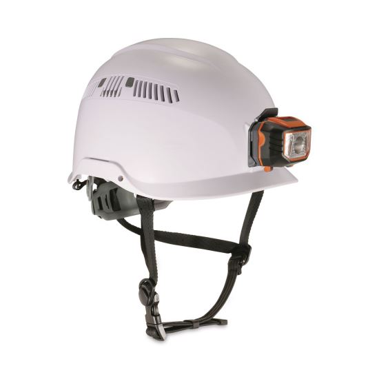 Skullerz 8975LED Class C Safety Helmet w/8981 Universal LED Headlamp, 6-Pt Ratchet Susp, White, Ships in 1-3 Business Days1