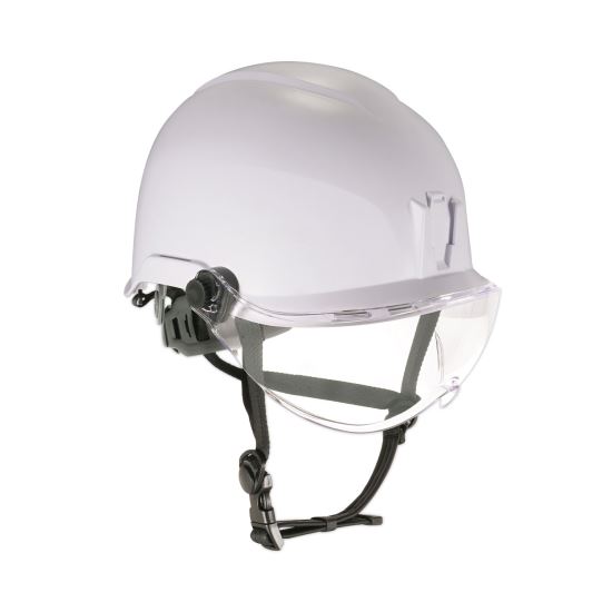 Skullerz 8974V Class E Safety Helmet w/8991 Visor Kit, Clear Lens, 6-Pt Ratchet Suspension, White, Ships in 1-3 Business Days1