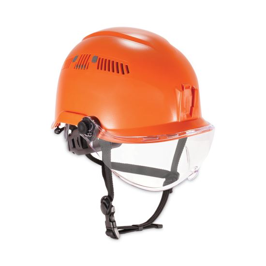 Skullerz 8975V Class C Safety Helmet w/8991 Visor Kit, Clear Lens, 6-Pt Ratchet Suspension, Orange,Ships in 1-3 Business Days1